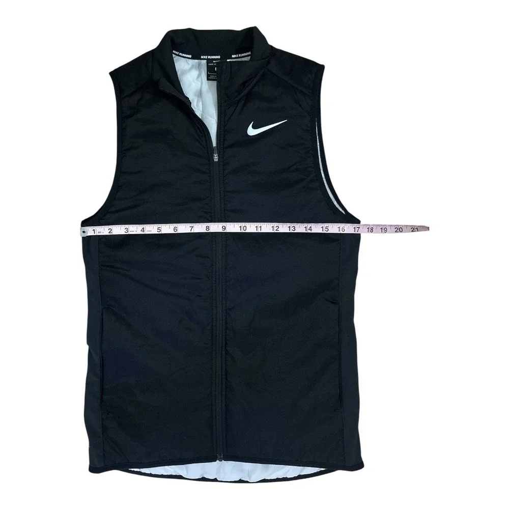 Nike Aerolayer Thermore Full Zip Running Vest Mens SMALL Black Bv4878-010‎